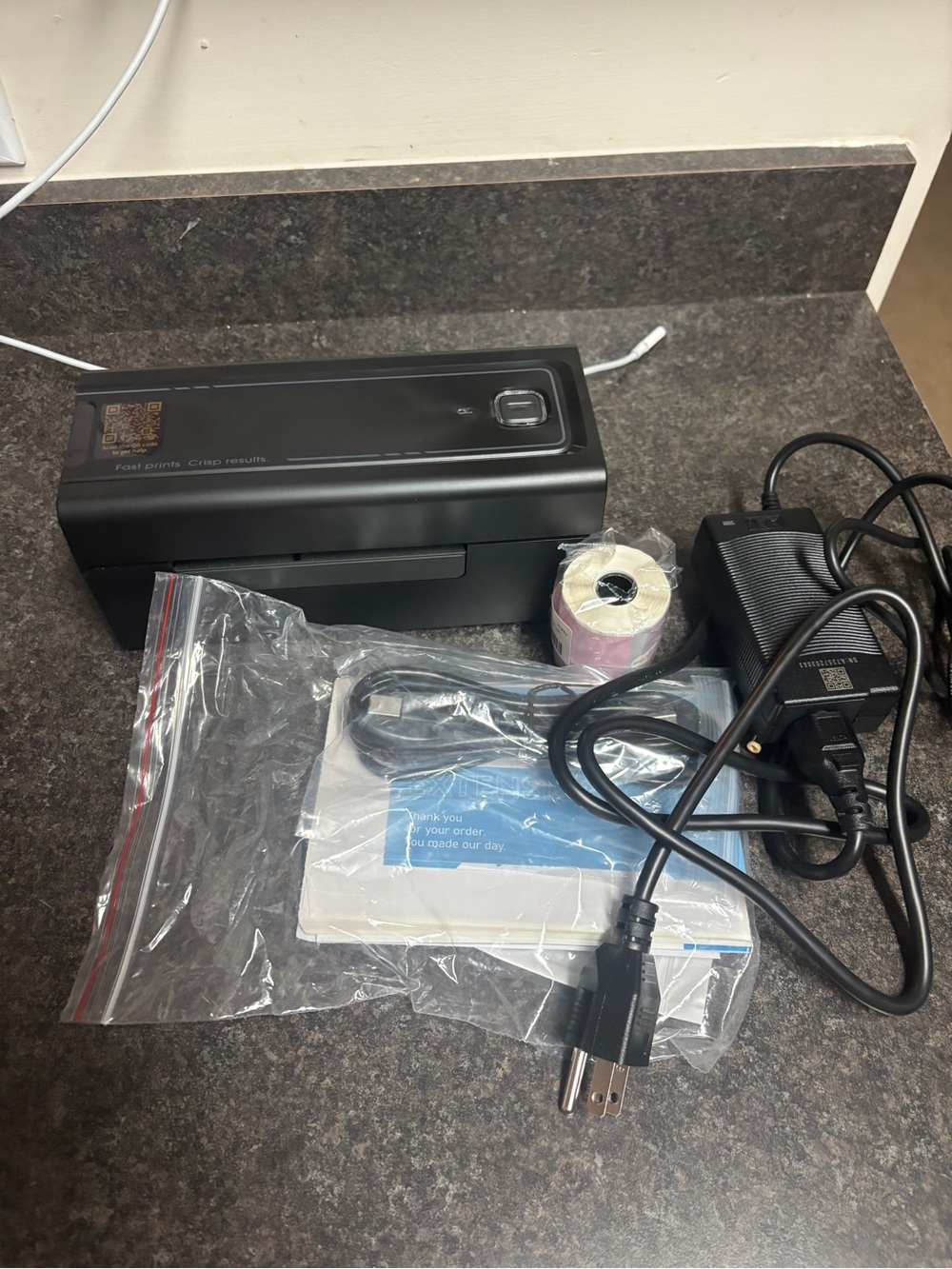 Portable Thermal Label Printer in Black - Compact Electronics